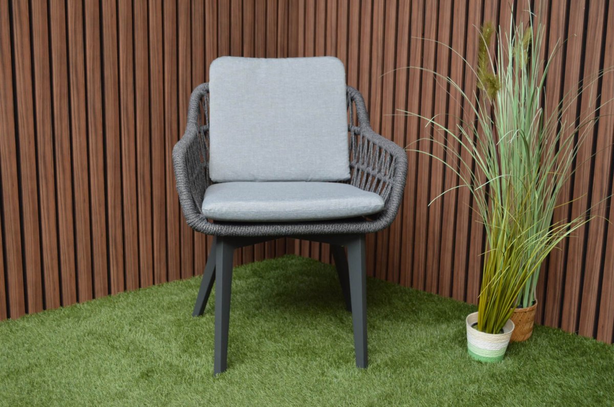 Tuinset 6 personen Monte Carlo antraciet – aluminium uitschuifbare tuintafel 180-240 cm + 6 stoelen met rugkussen - Afbeelding 7
