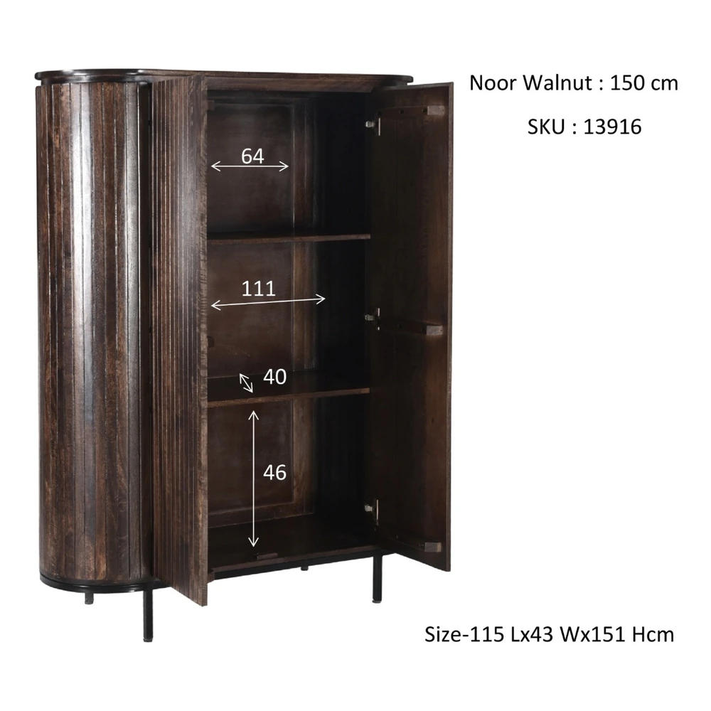 Nairo Wandkast 150cm Walnut - Afbeelding 6