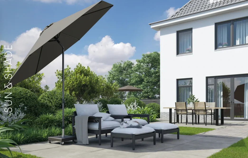 Platinum Stokparasol Lisboa Ø 300 cm – taupe of antraciet - in hoogte verstelbaar - Afbeelding 3