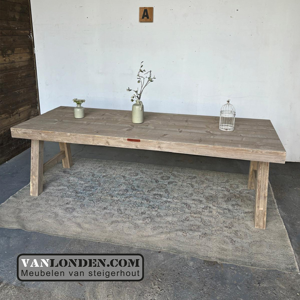 Steigerhouten eettafel Dinah en zitbank - Afbeelding 4