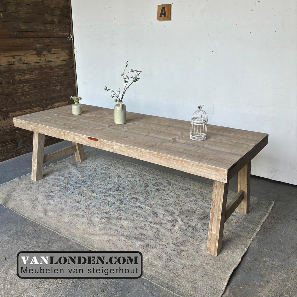 Steigerhouten eettafel Dinah en zitbank - Afbeelding 3