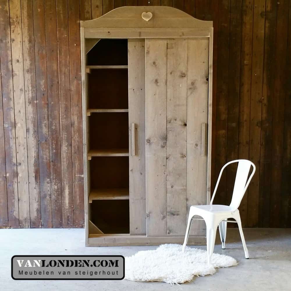 Steigerhouten schuifdeurkast Claire - Afbeelding 4