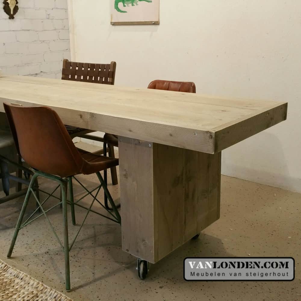 Steigerhouten tafel op wielen Arjan - Afbeelding 3